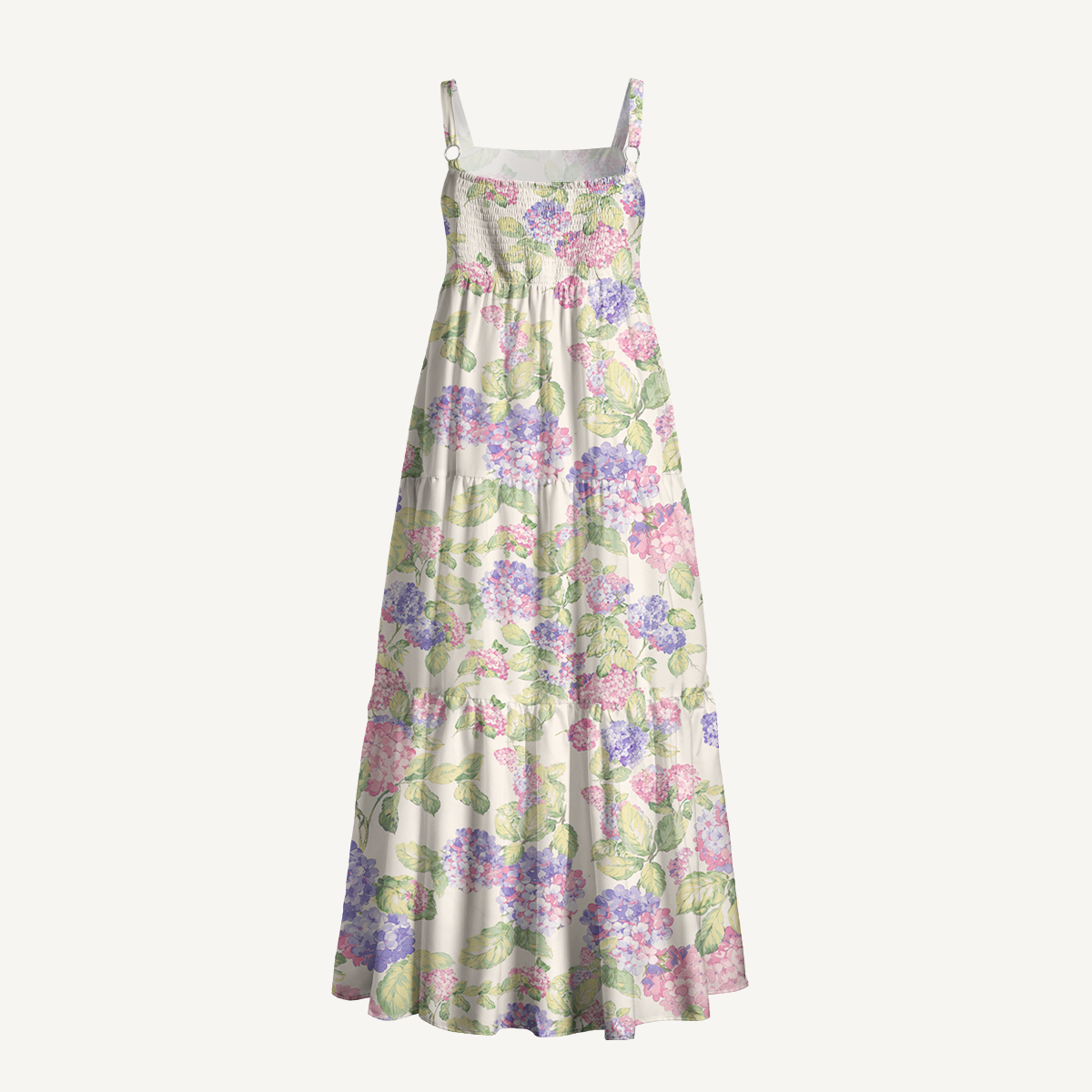 Square Neck Lilac Hydrangea Print Slip Dress