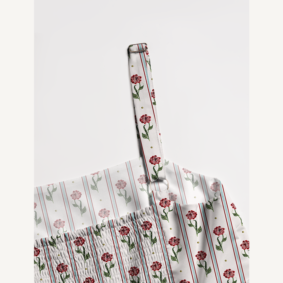 Square Neck Crimson Dianthus Print Slip Dress