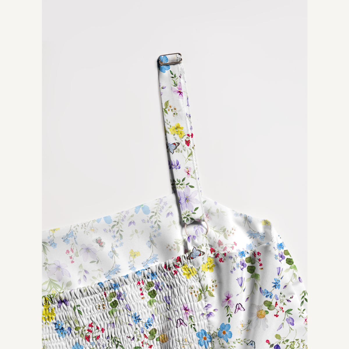 Square Neck Butterfly Trail Print Slip Dress