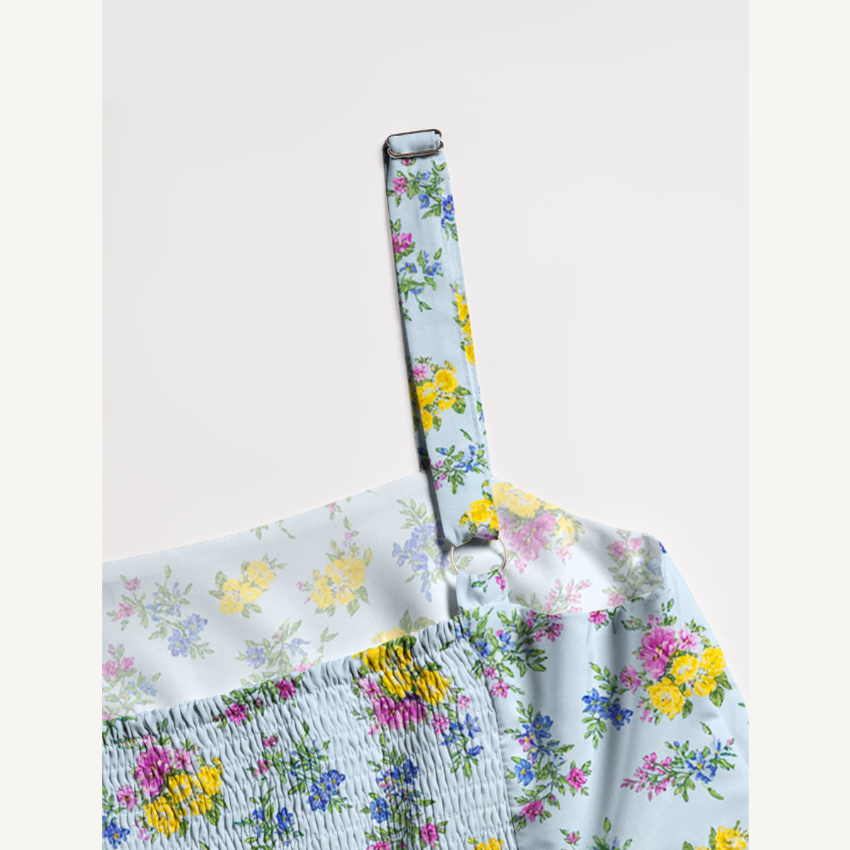 Square Neck Blue Meadow Print Slip Dress