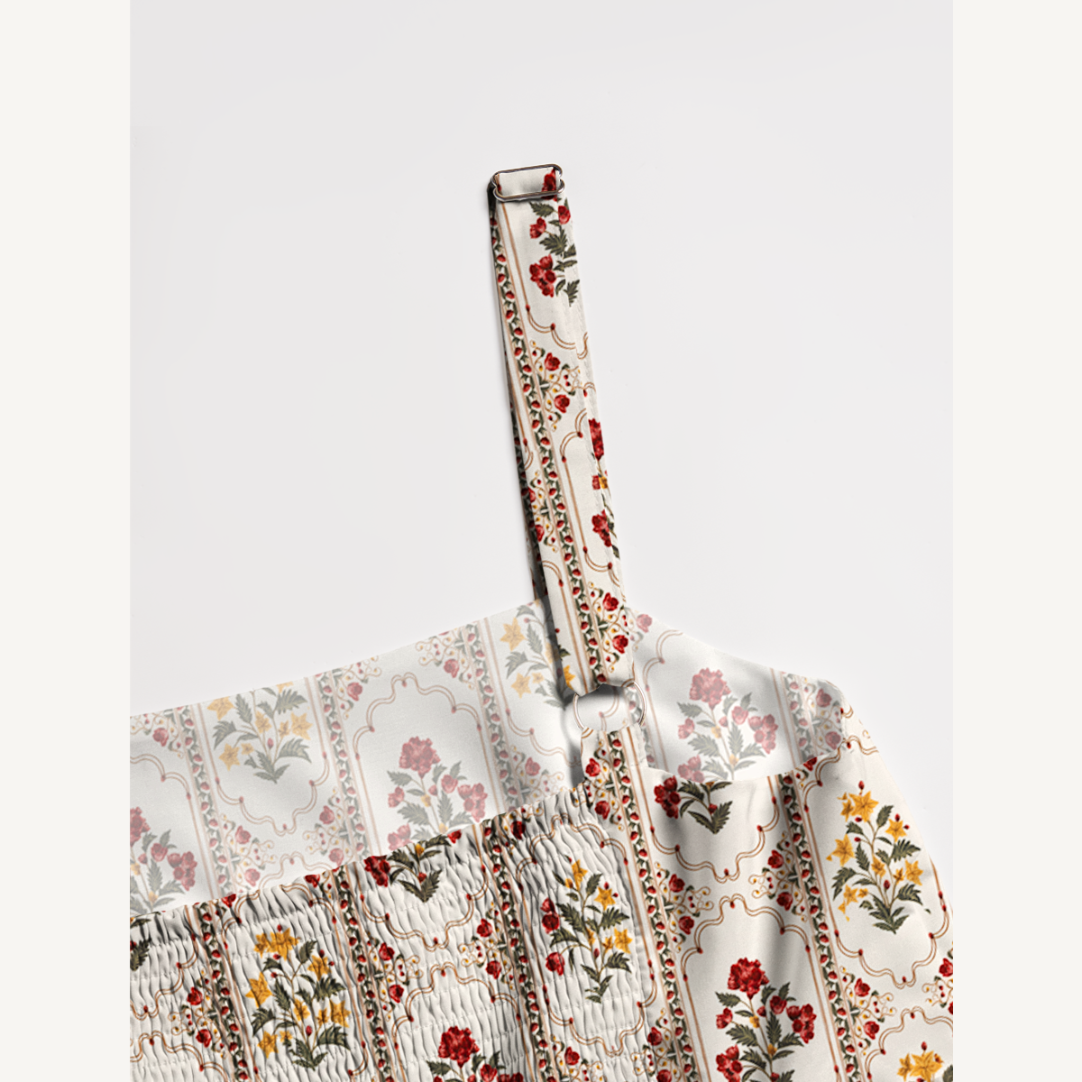 Square Neck Velvet Carnation Print Slip Dress