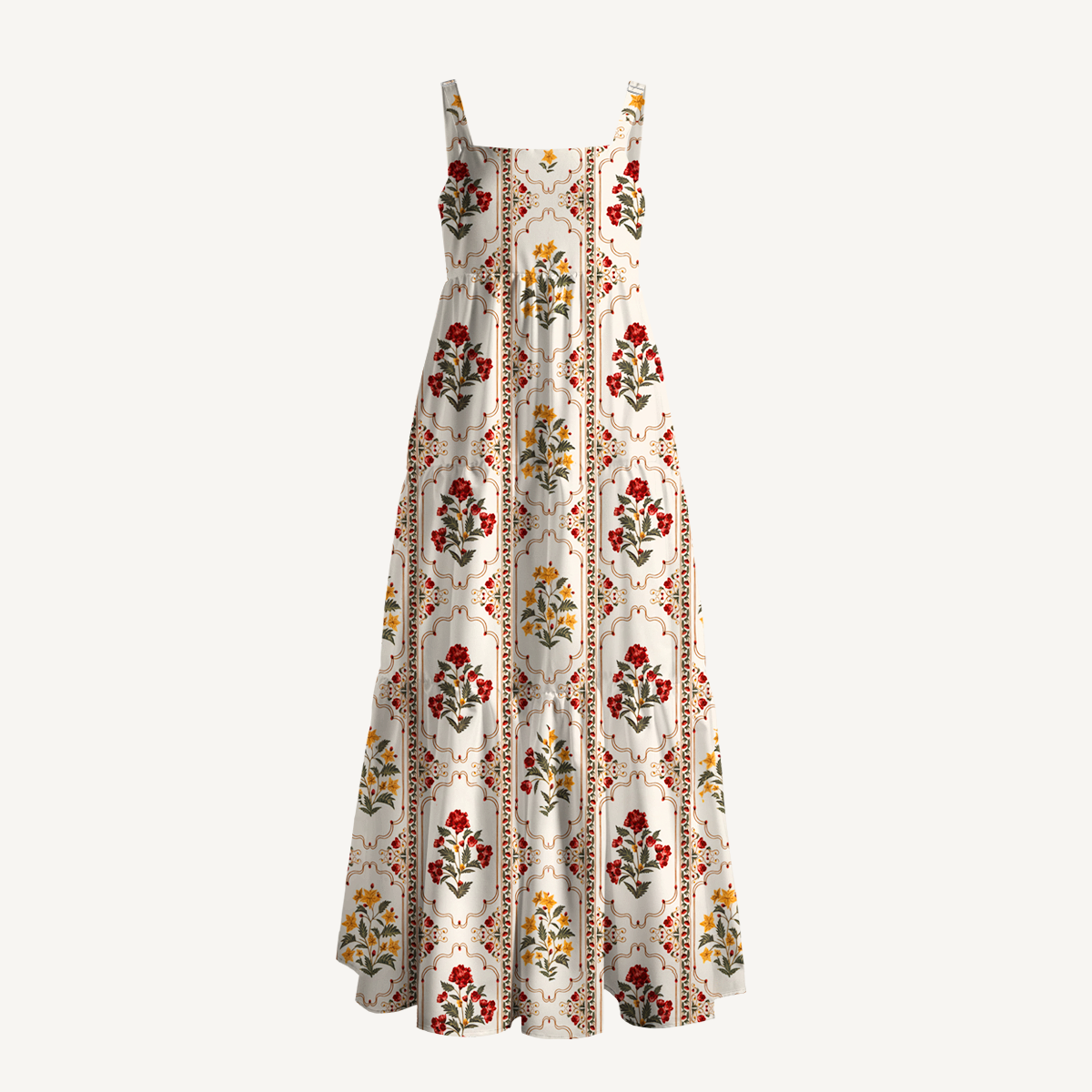 Square Neck Velvet Carnation Print Slip Dress