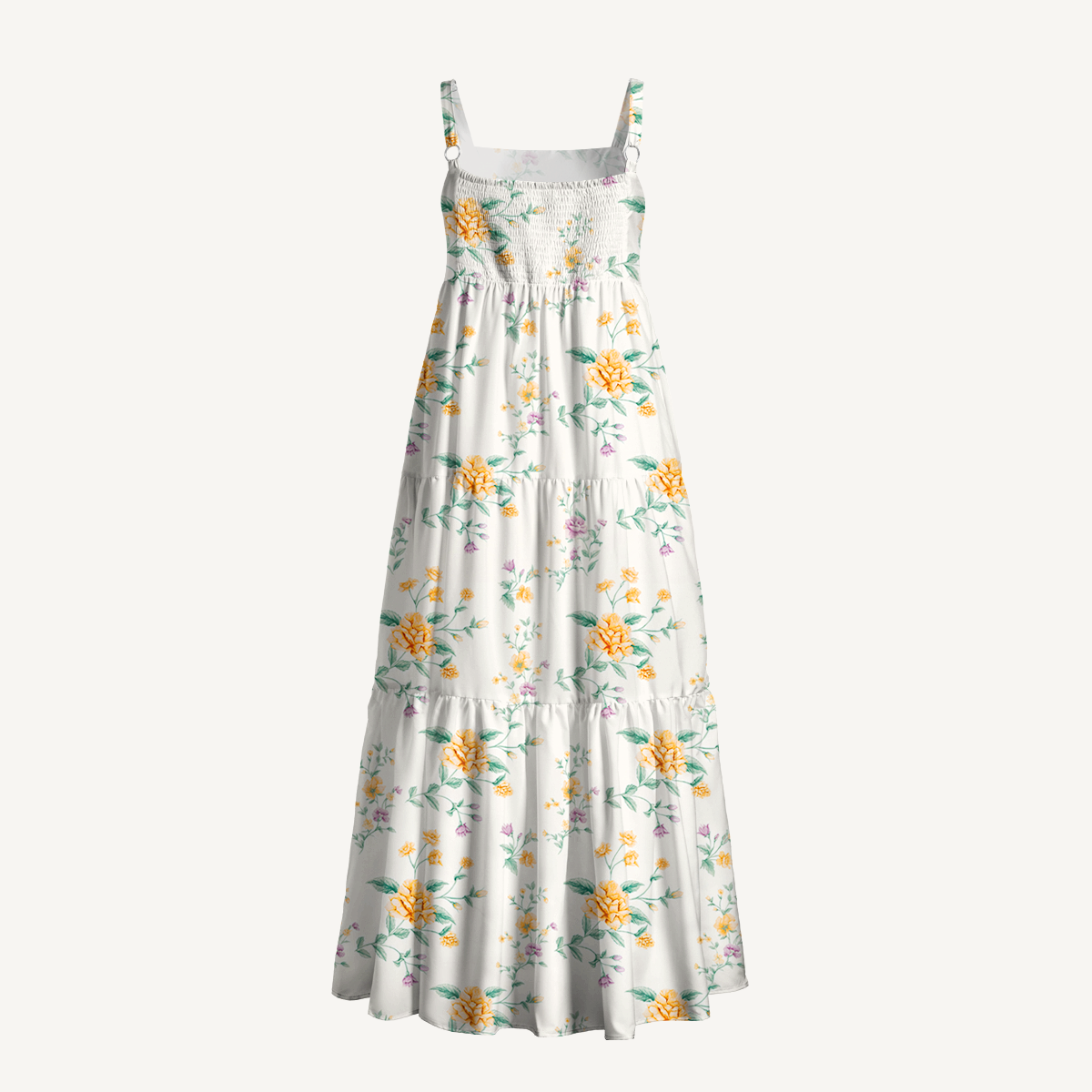Square Neck Amber Rose Print Slip Dress