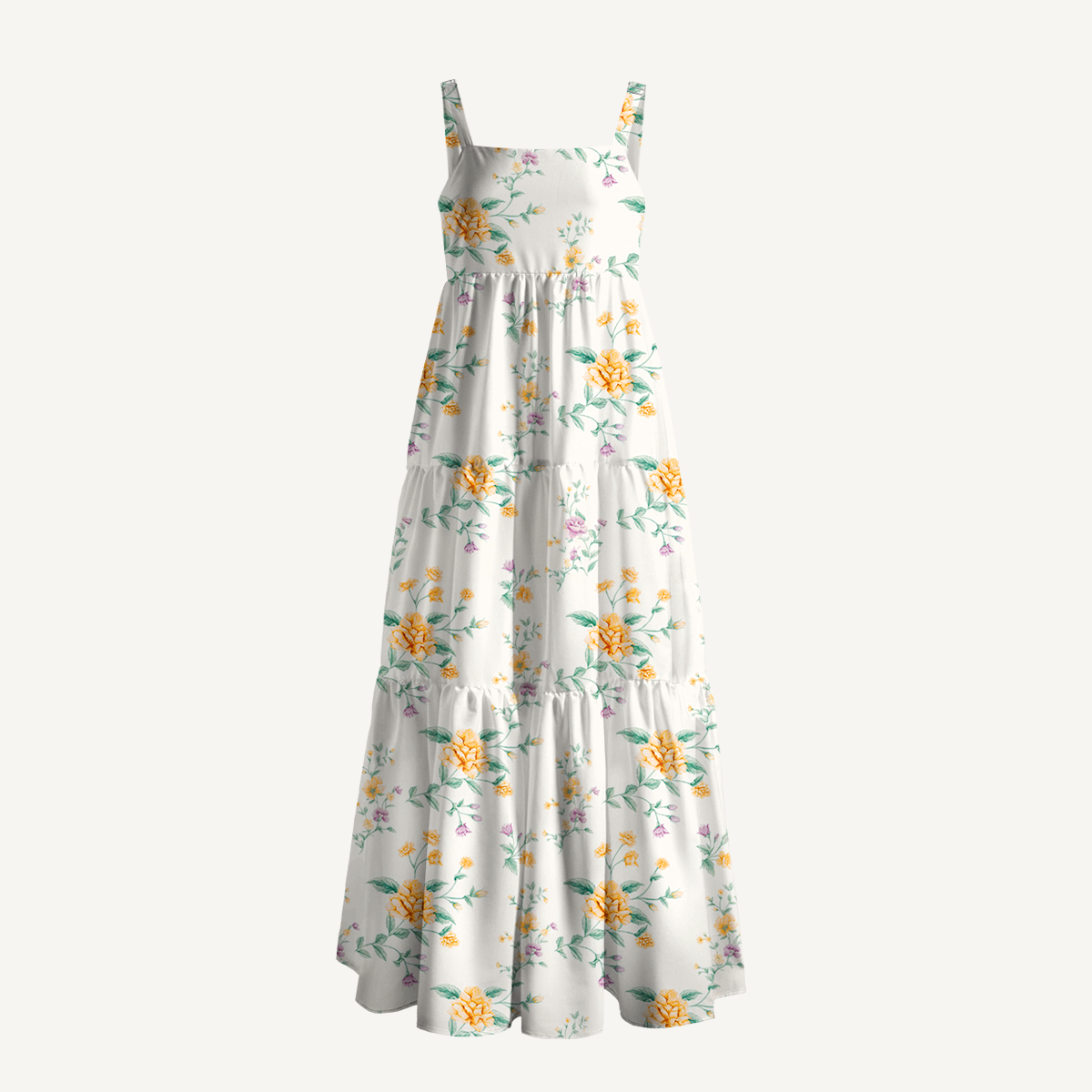 Square Neck Amber Rose Print Slip Dress