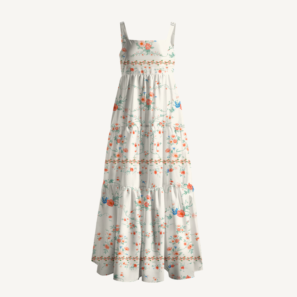 Square Neck Wild Bloom Print Slip Dress