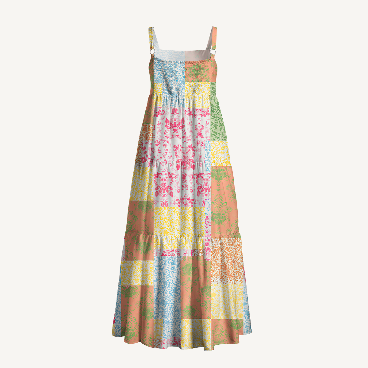 Square Neck Morning Patch Print Slip Dress