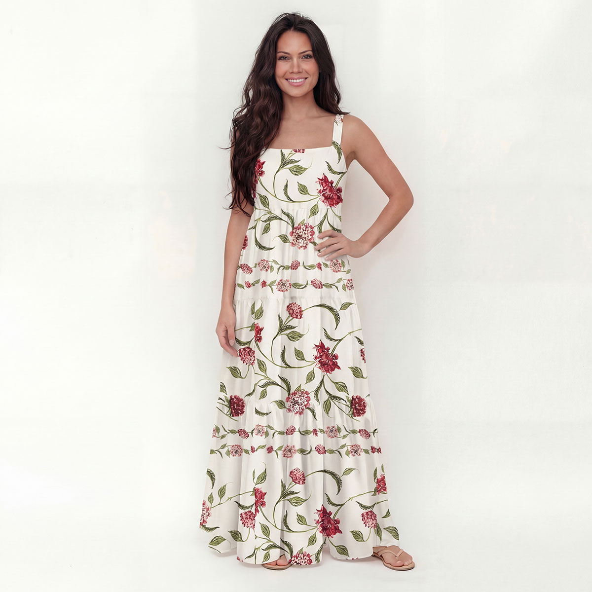 Square Neck Blue Marigold Print Slip Dress