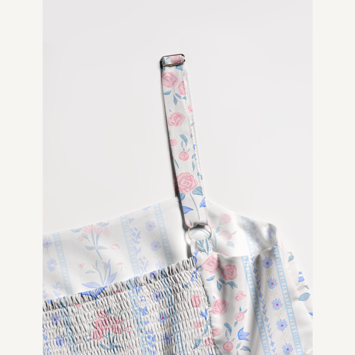 Square Neck Blue Rose Print Slip Dress