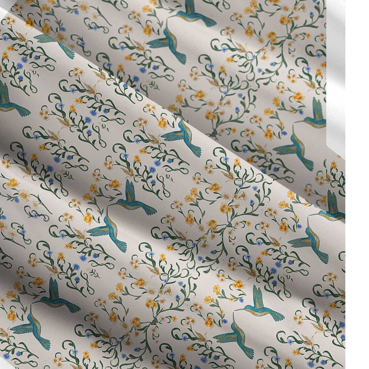 Square Neck Whispering Hummingbird Print Slip Dress