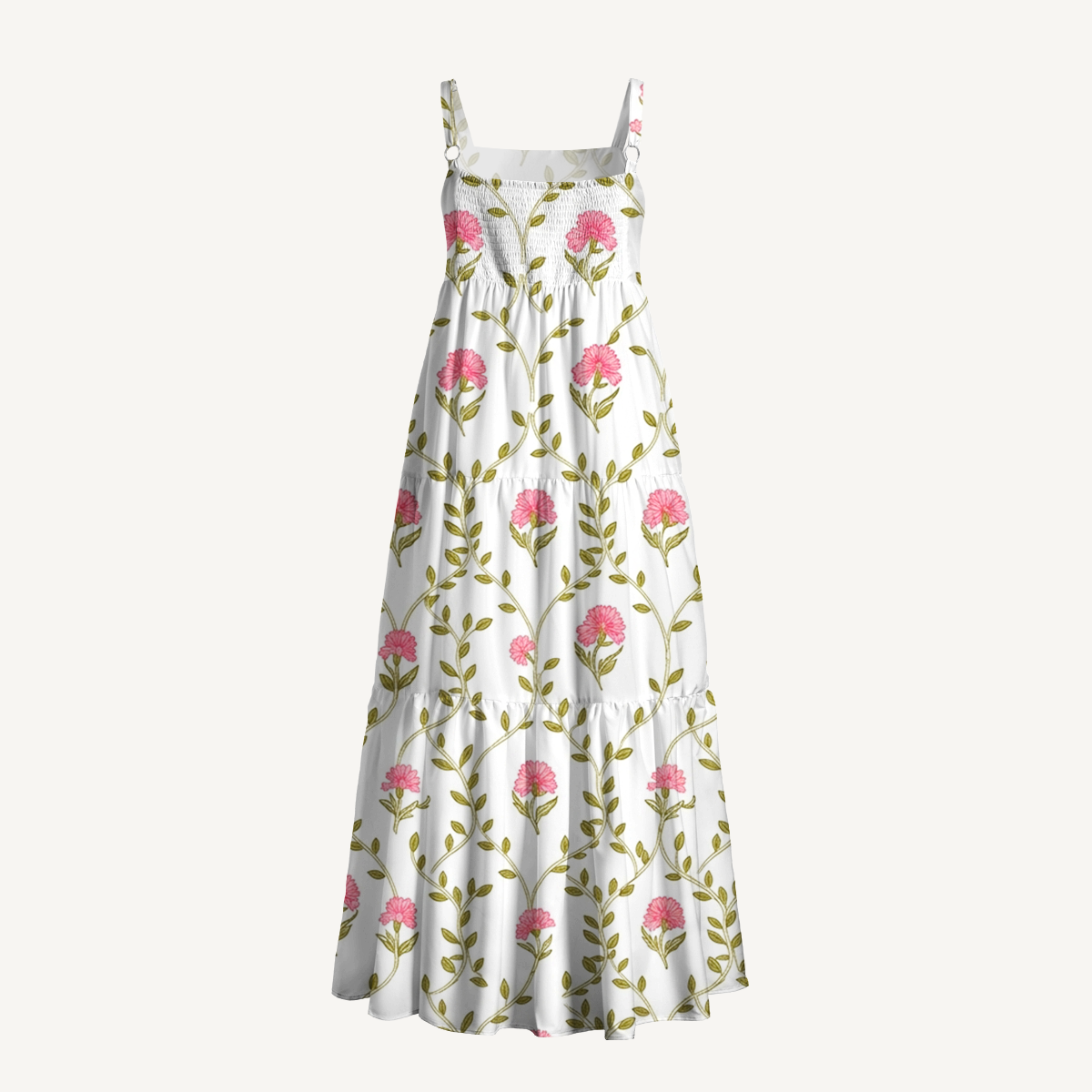 Square Neck Clover Vine  Whisper Print Slip Dress