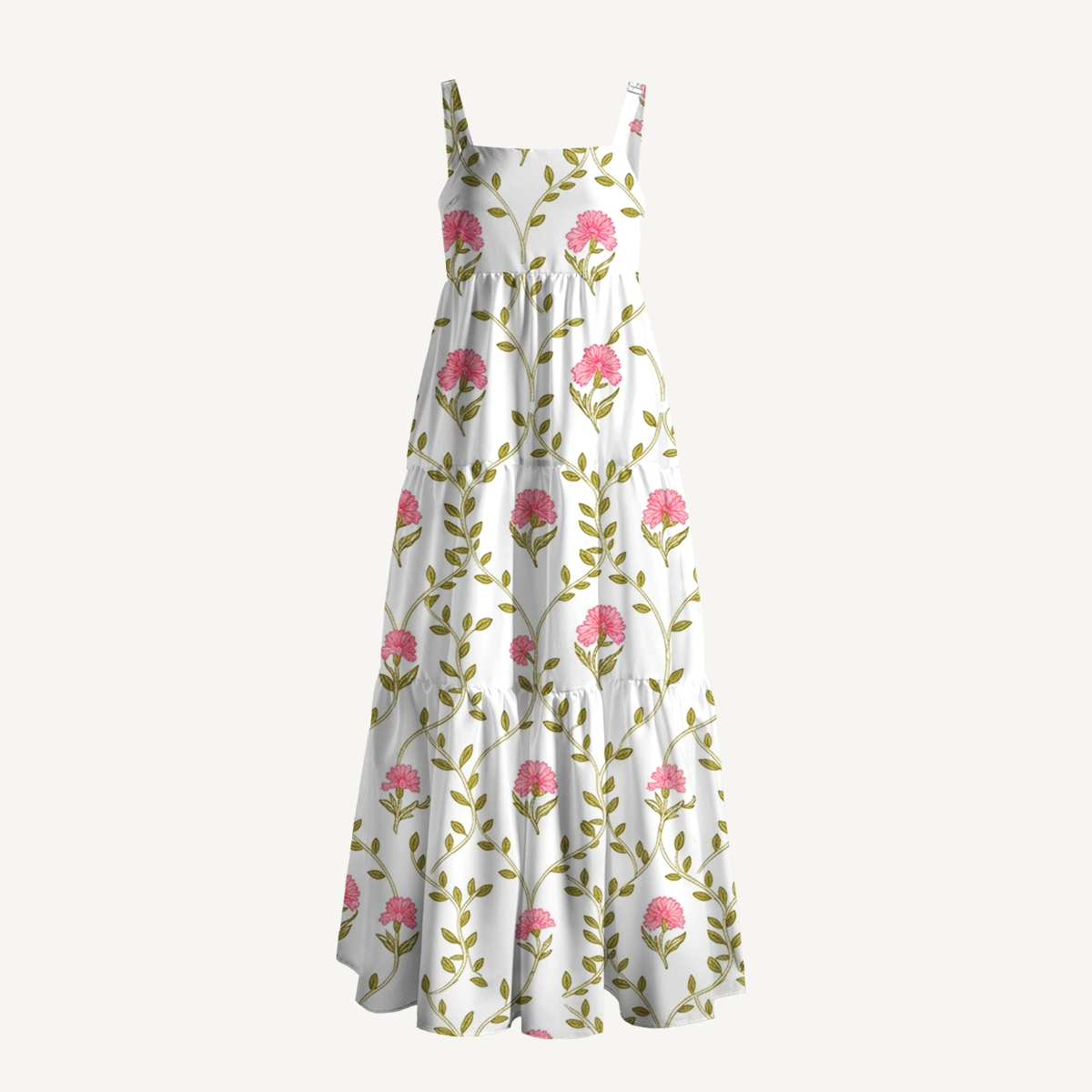 Square Neck Clover Vine  Whisper Print Slip Dress