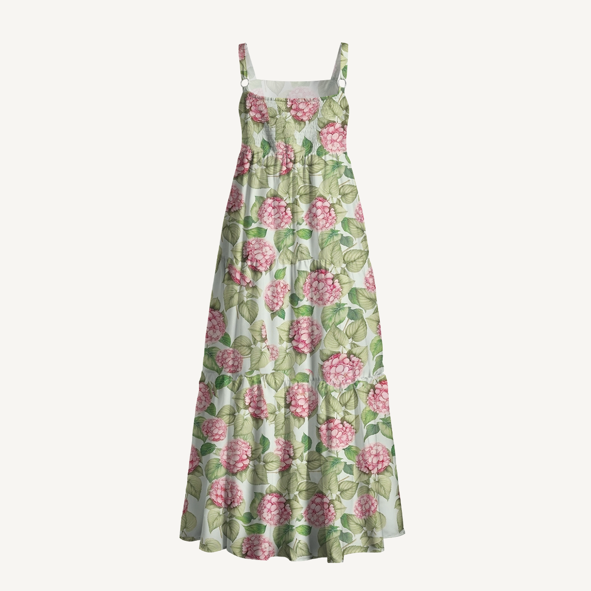 Square Neck Hydrangea Whisper Print Slip Dress