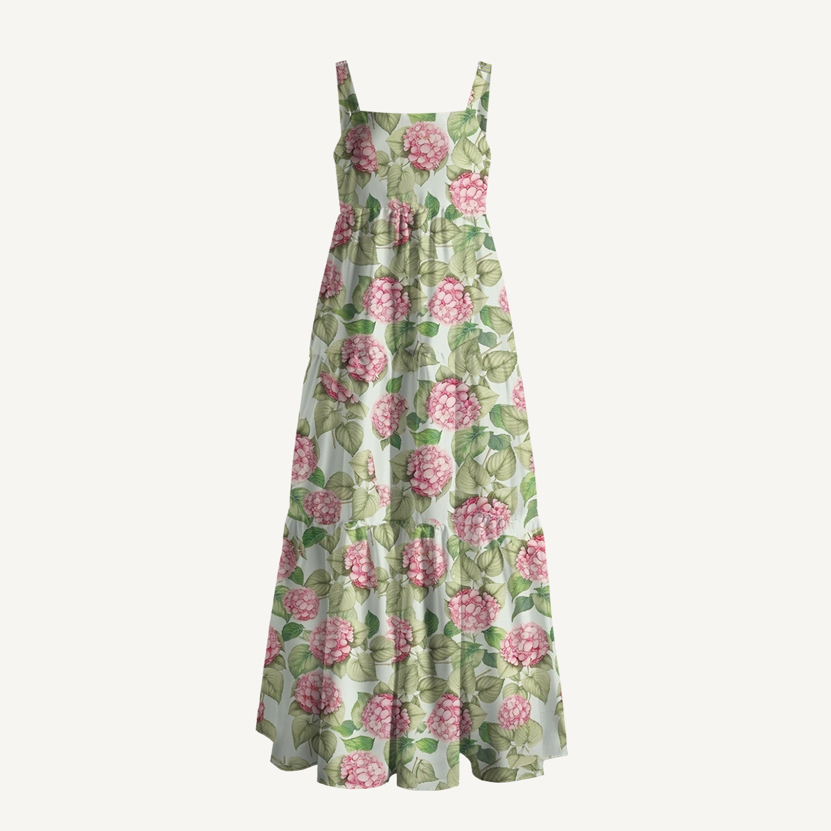 Square Neck Hydrangea Whisper Print Slip Dress
