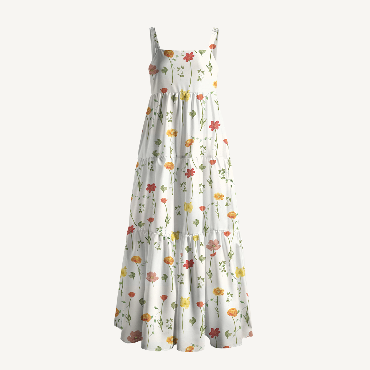 Square Neck Wildlight Meadow Print Slip Dress