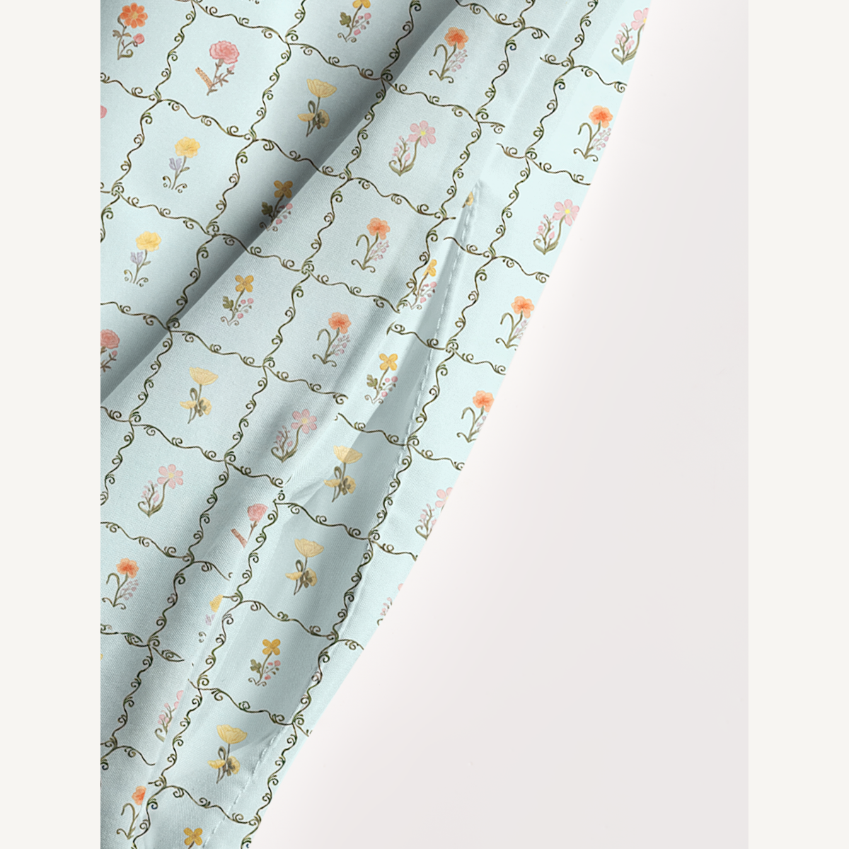 Square Neck Sunny Garden Tiles Print Slip Dress