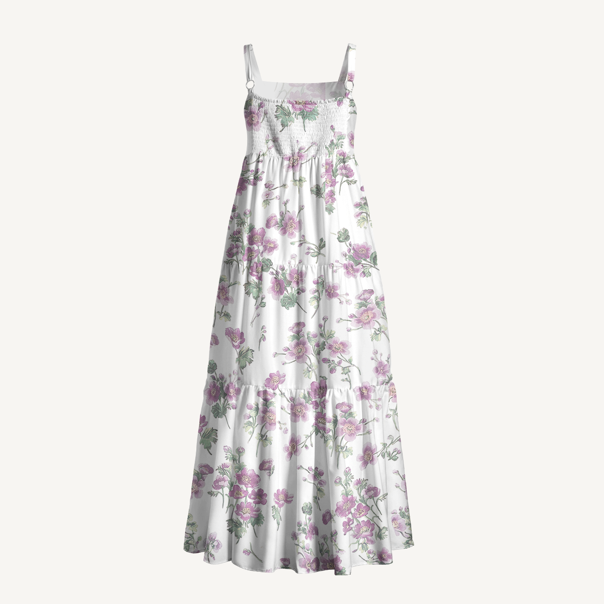Square Neck Lavender Field Whisper Print Slip Dress