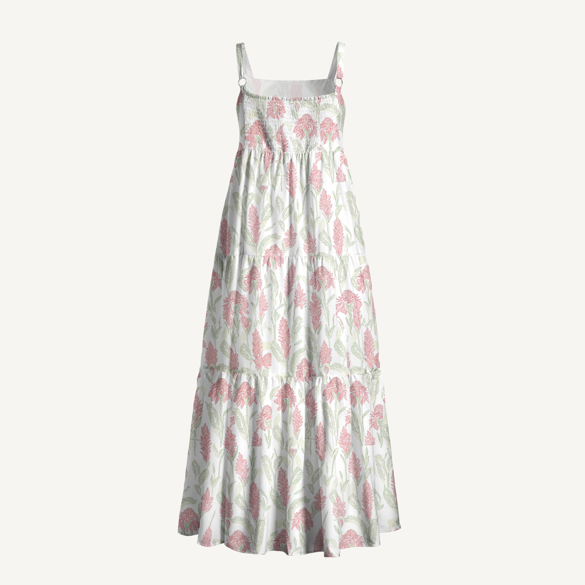 Square Neck Wild Feather Whisper Print Slip Dress