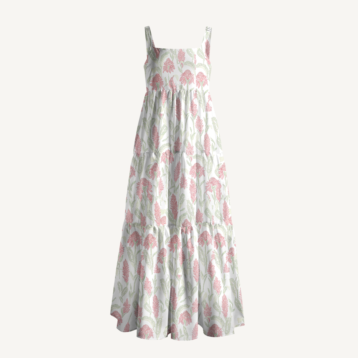Square Neck Wild Feather Whisper Print Slip Dress