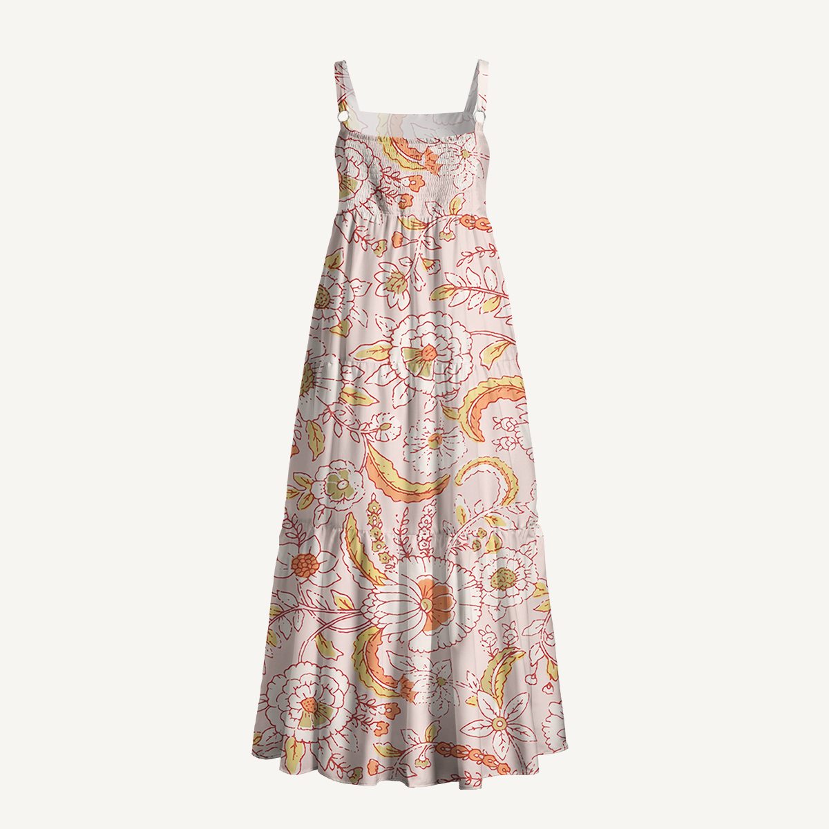 Square Neck Wild Feather  Whisper Print Slip Dress