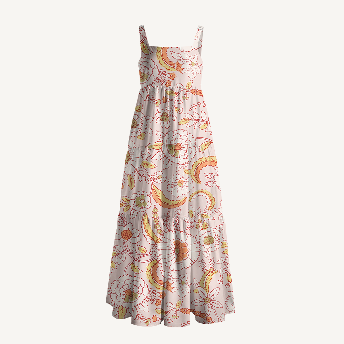 Square Neck Wild Feather  Whisper Print Slip Dress