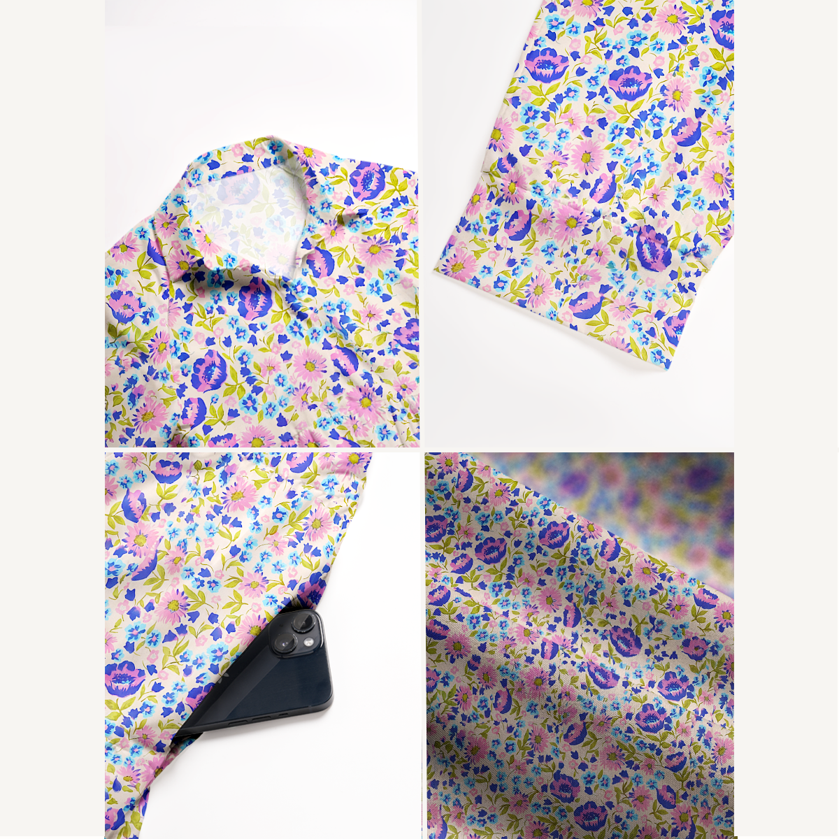  V Neck Collared Lavender Bloom Casual Long Shirt Dress