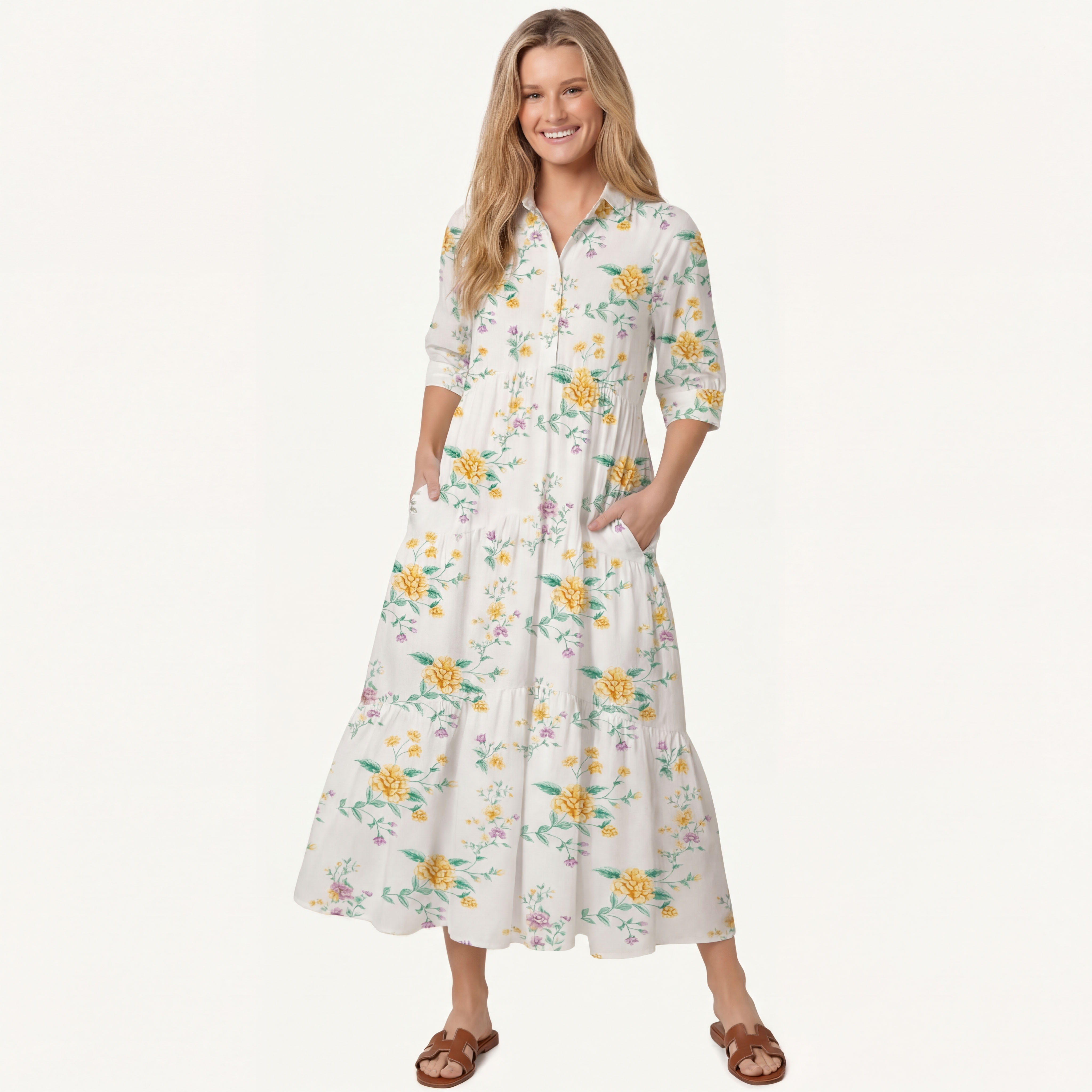  V Neck Collared Amber Rose Casual Long Shirt Dress
