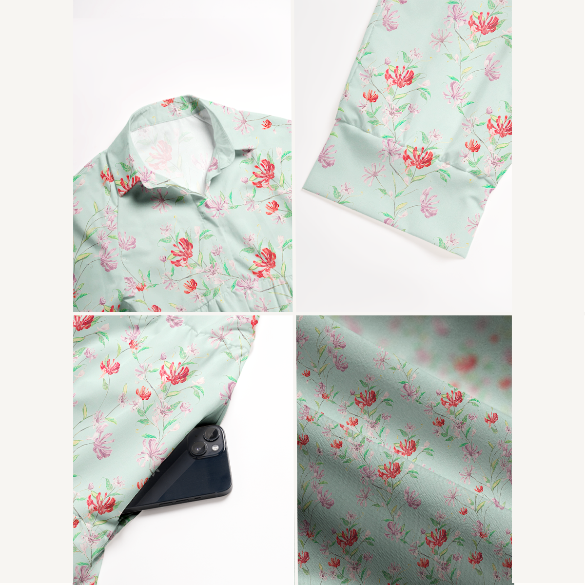  V Neck Collared Mint Honeysuckle Casual Long Shirt Dress