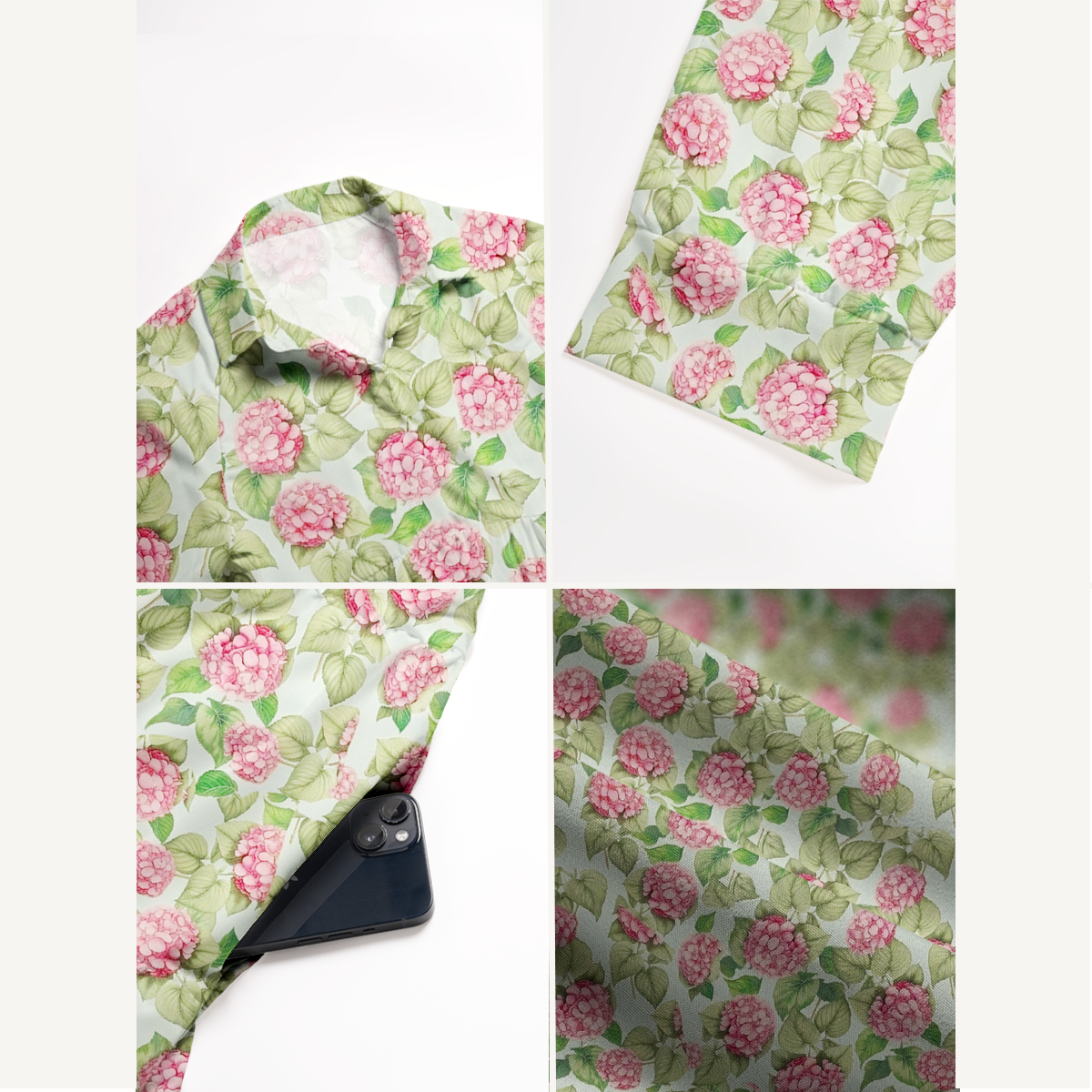  V Neck Collared Hydrangea Whisper Casual Long Shirt Dress