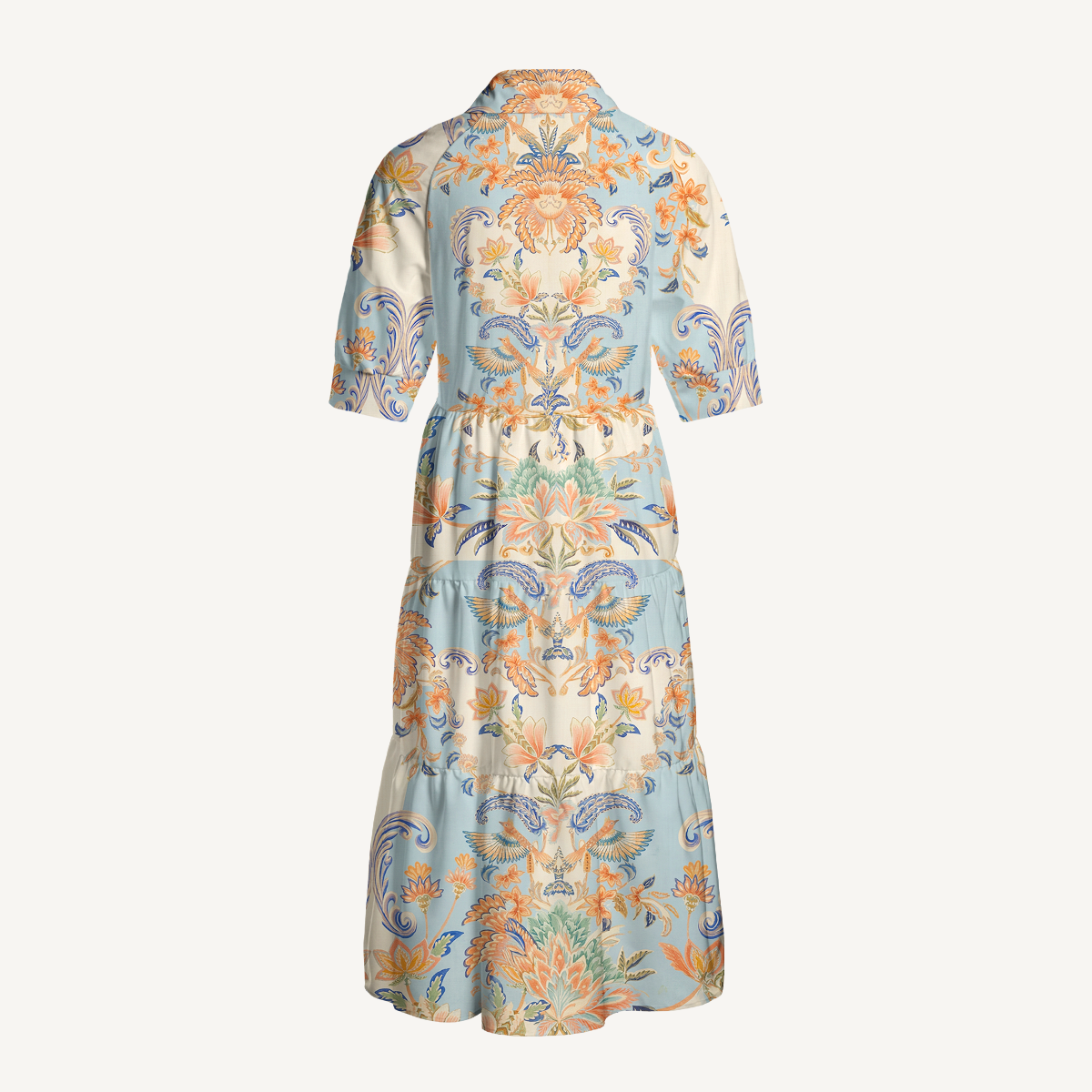  V Neck Collared Azure Lily Palace Casual Long Shirt Dress