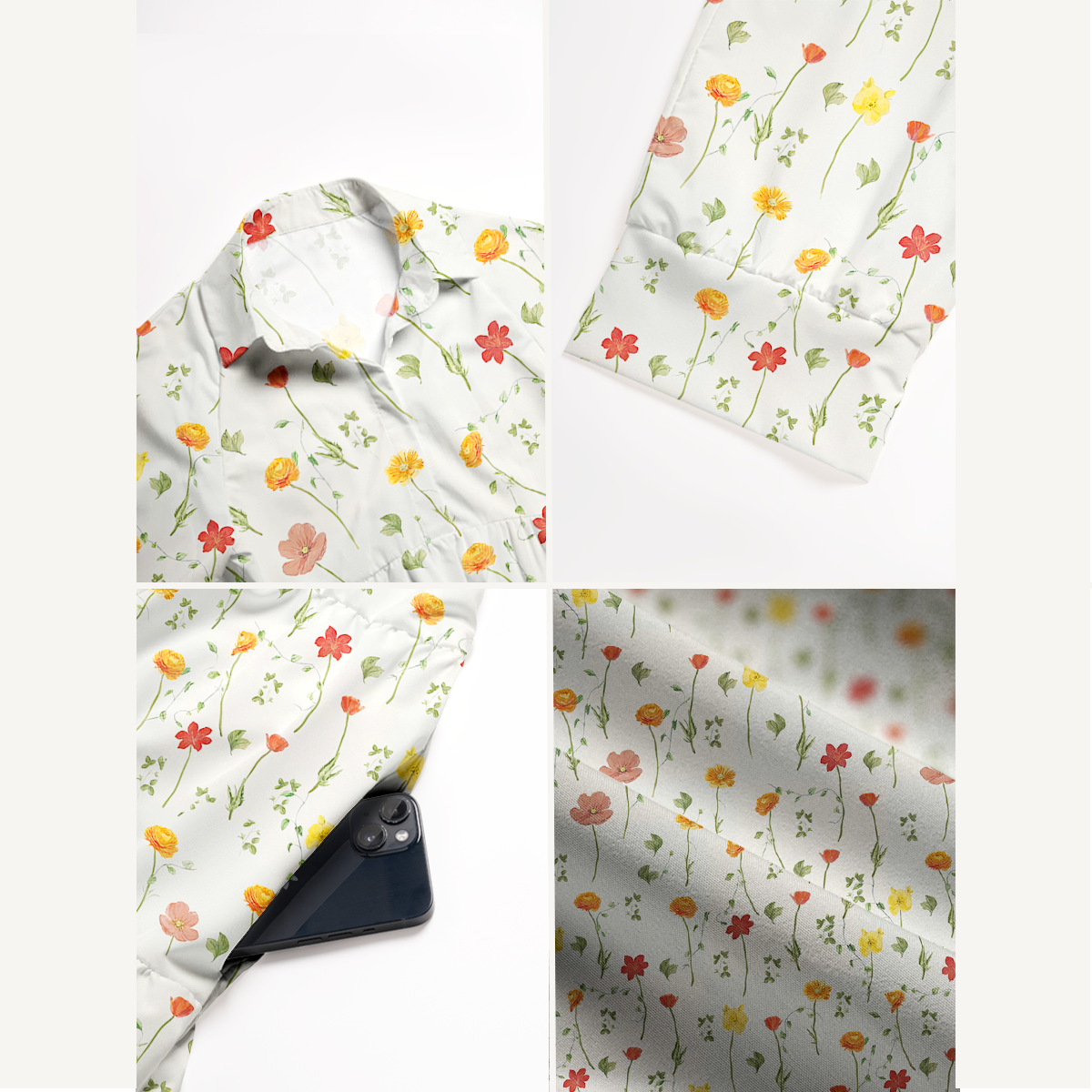  V Neck Collared Wildlight Meadow Casual Long Shirt Dress