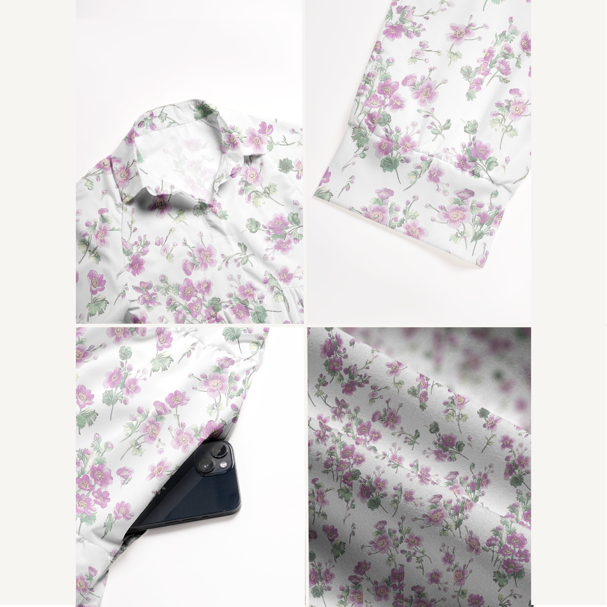  V Neck Collared Lavender Field Whisper Casual Long Shirt Dress