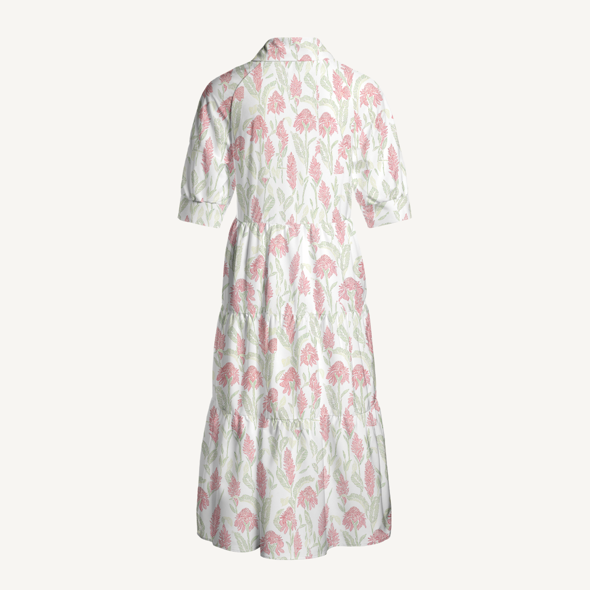  V Neck Collared Wild Feather Whisper Casual Long Shirt Dress