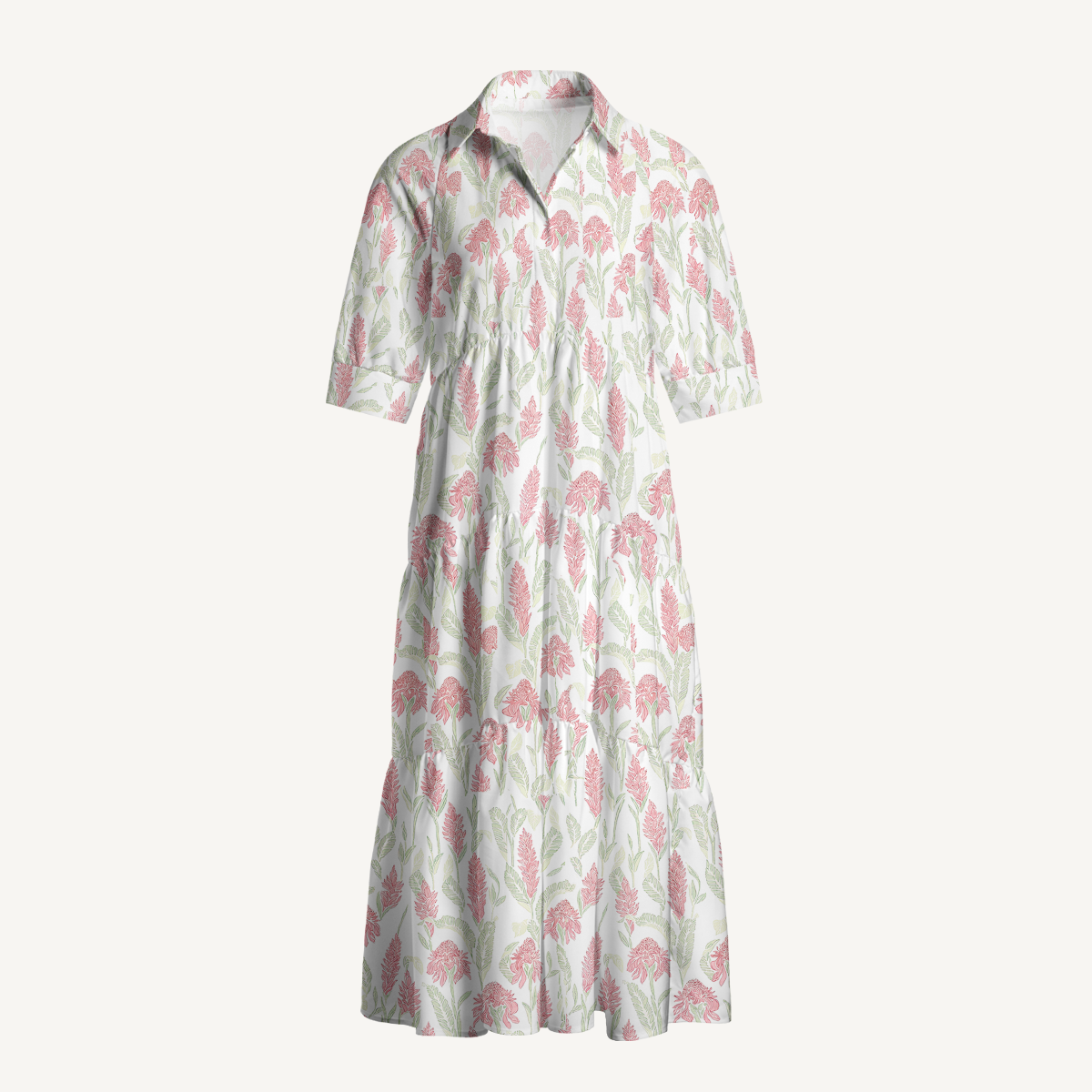  V Neck Collared Wild Feather Whisper Casual Long Shirt Dress