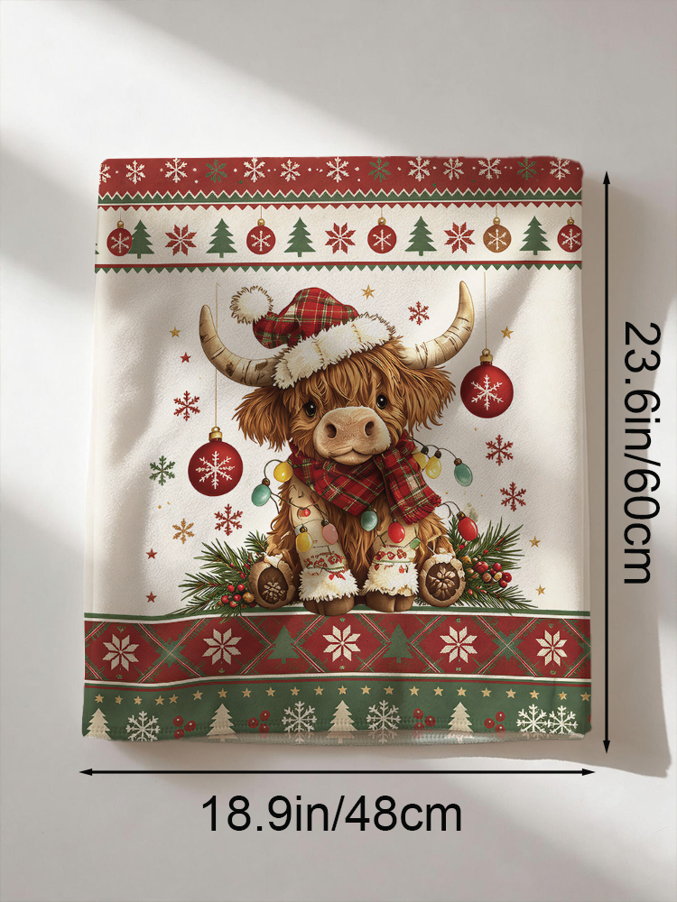 Highland Christmas Cow Print Dining Chair Back Covers