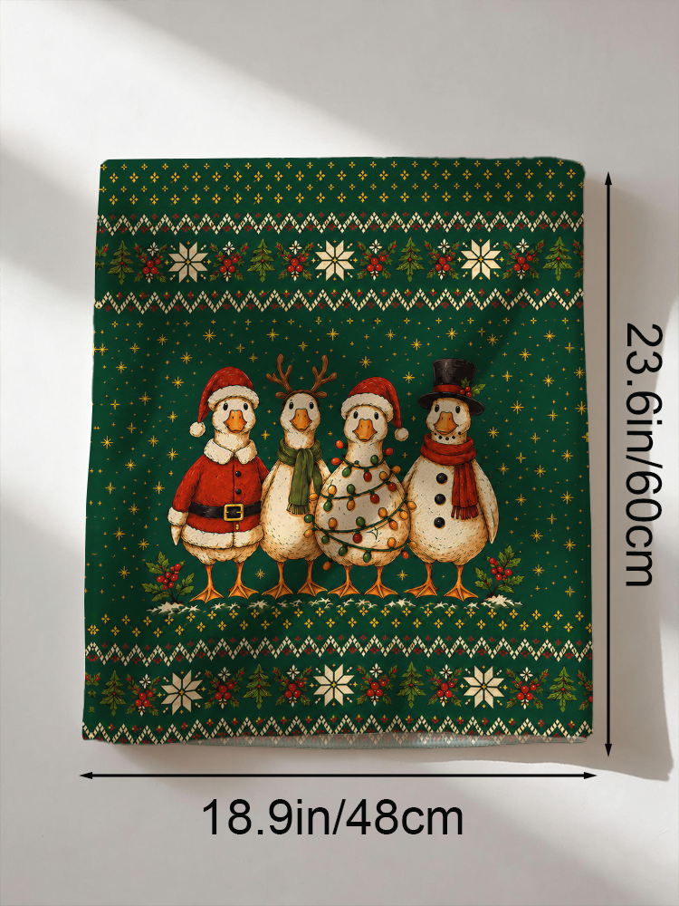 Cozy Country Christmas Ducks Print Dining Chair Back Covers