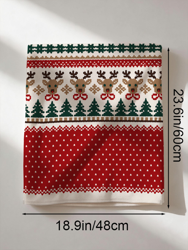 Christmas Reindeer & Pine Tree Print Dining Chair Back Covers