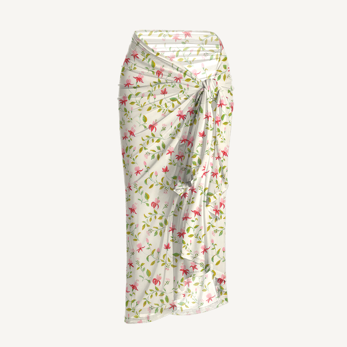 Ruby Vine One Shoulder One Piece Swimsuit and Matching Sarong Set for Women