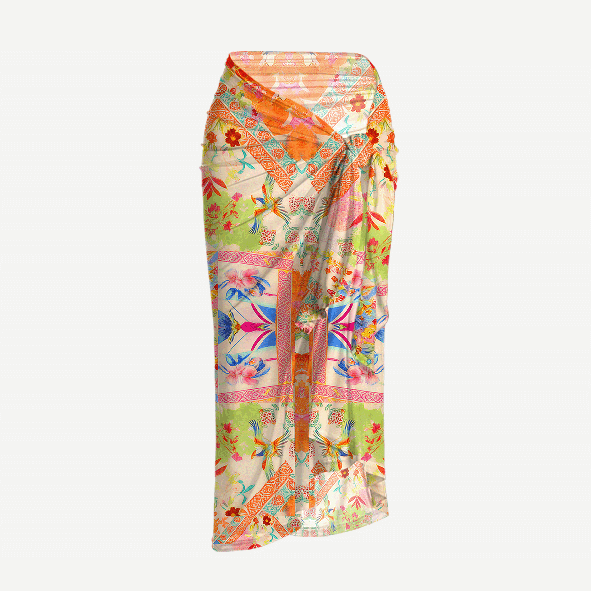 Vivid Lily One Shoulder One Piece Swimsuit and Matching Sarong Set for Women