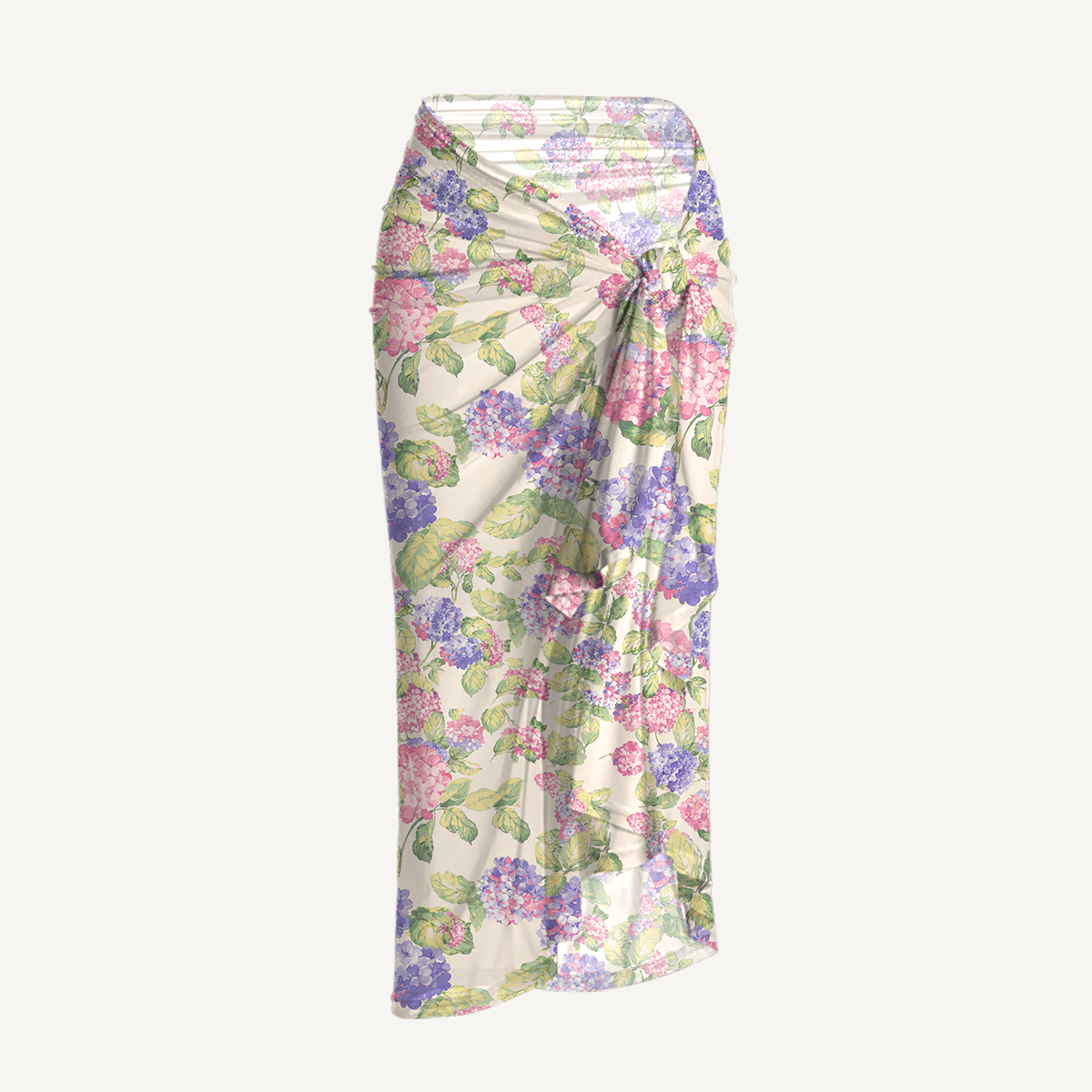 Lilac Hydrangea One Shoulder One Piece Swimsuit and Matching Sarong Set for Women