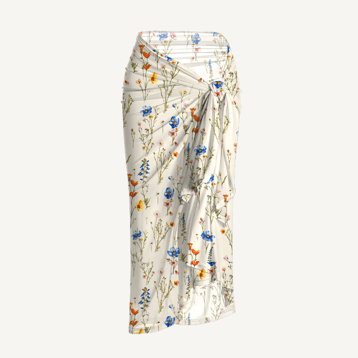 Wild Bloom One Shoulder One Piece Swimsuit and Matching Sarong Set for Women