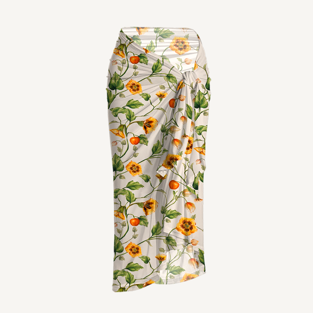 Golden Field One Shoulder One Piece Swimsuit and Matching Sarong Set for Women