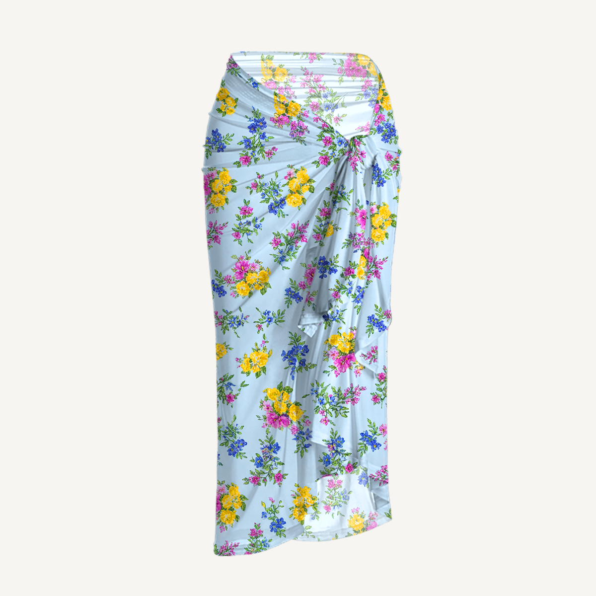 Blue Meadow One Shoulder One Piece Swimsuit and Matching Sarong Set for Women