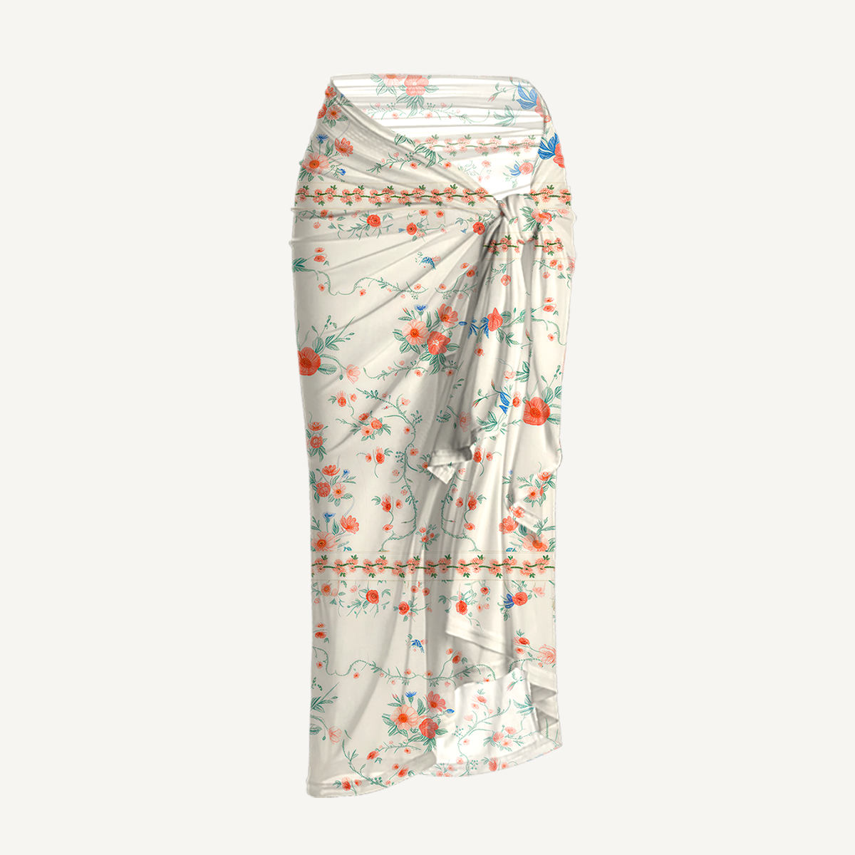 Wild Bloom One Shoulder One Piece Swimsuit and Matching Sarong Set for Women