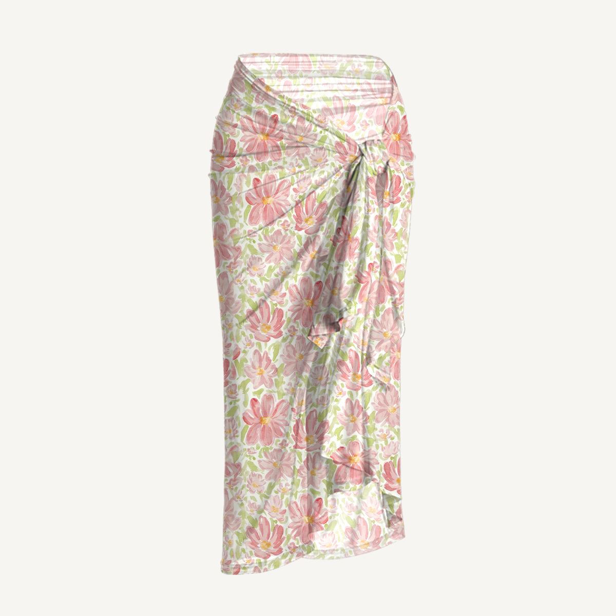 Cosmos Flower One Shoulder One Piece Swimsuit and Matching Sarong Set for Women