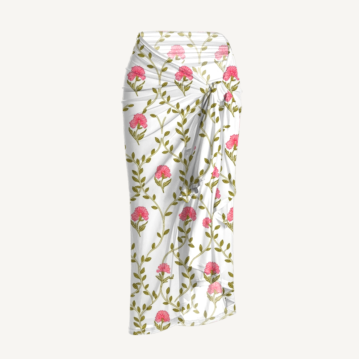 Clover Vine Whisper One Shoulder One Piece Swimsuit and Matching Sarong Set for Women