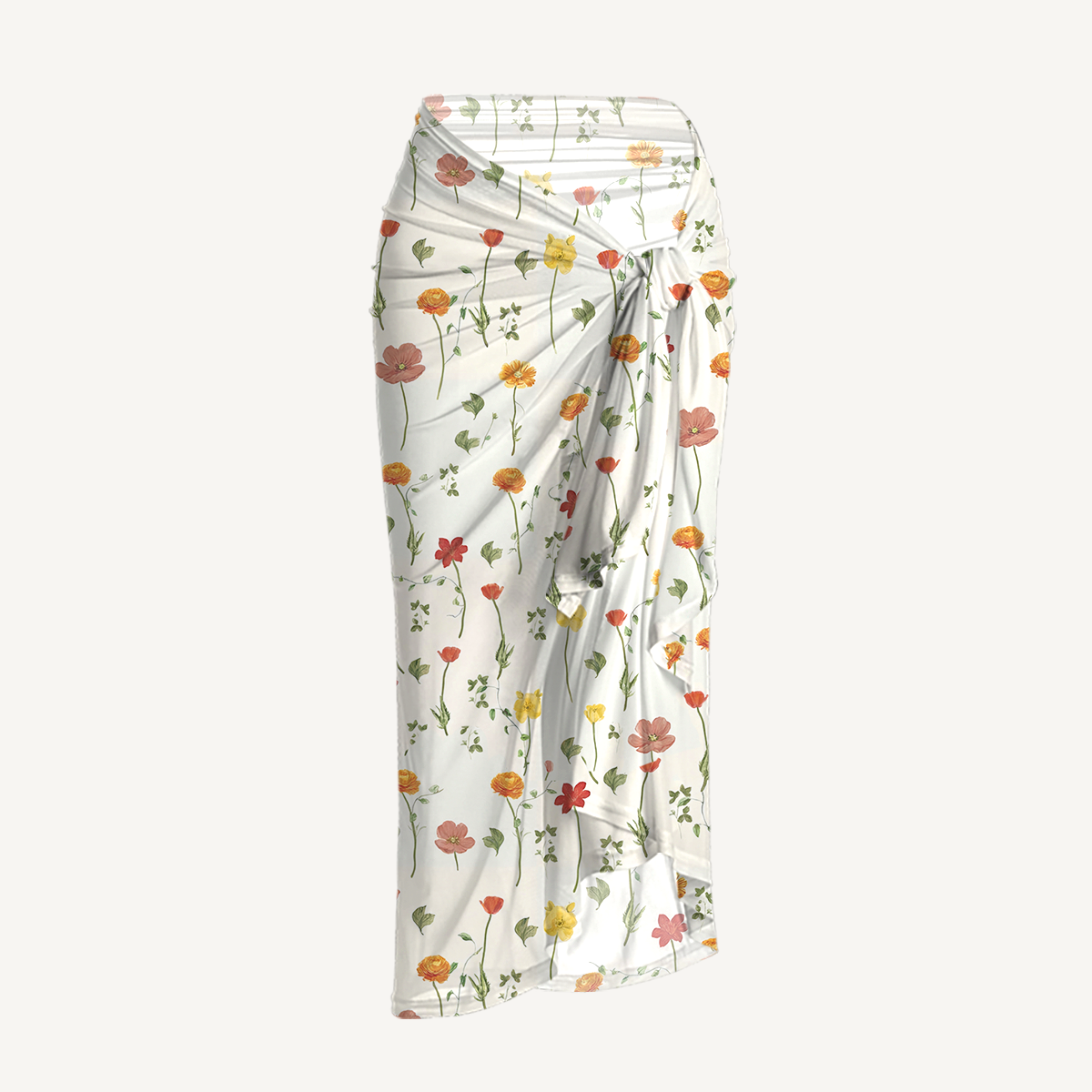 Wildlight Meadow One Shoulder One Piece Swimsuit and Matching Sarong Set for Women