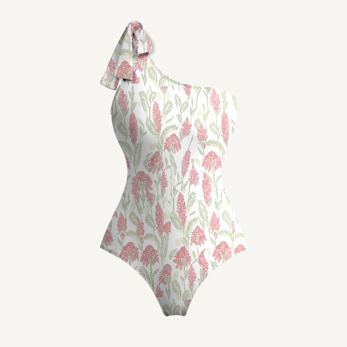 Wild Feather Whisper One Shoulder One Piece Swimsuit and Matching Sarong Set for Women