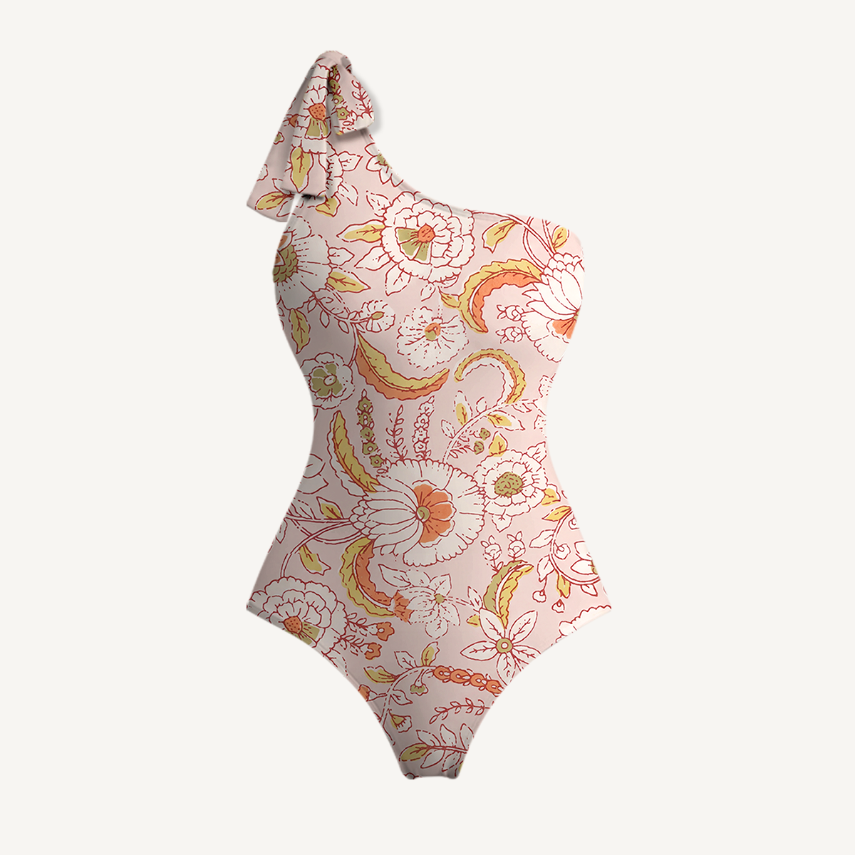 Dusty Bloom Whisper One Shoulder One Piece Swimsuit and Matching Sarong Set for Women