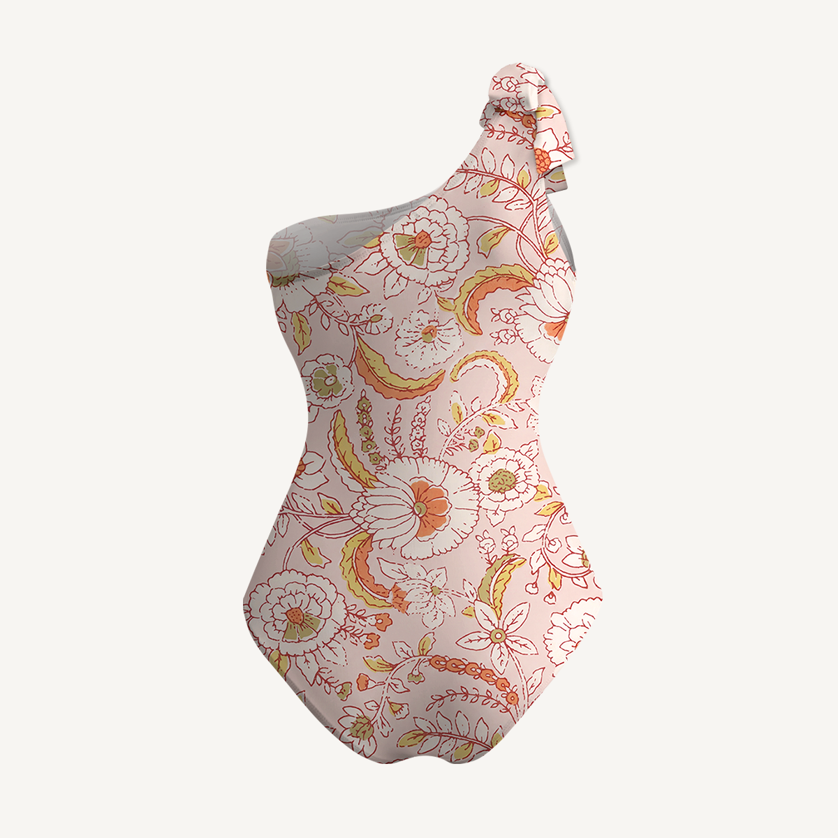 Dusty Bloom Whisper One Shoulder One Piece Swimsuit and Matching Sarong Set for Women