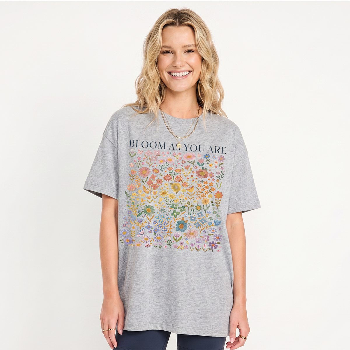 Bloom AS You Are Print Crew Neck Cotton Tee